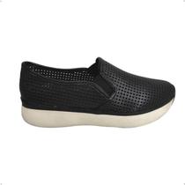 Tenis Feminino Giulia Domna Slip on Vazado Couro Macio 247