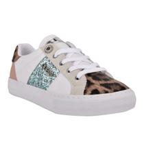 Tênis feminino Guess LOVEN branco/rosa Leopard Multi 142