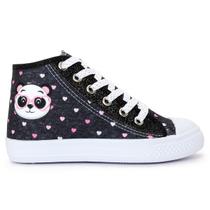 Tênis Feminino Infantil Botinha Personagem Panda Glitter Menina REF042