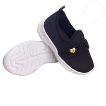 Tênis Feminino Infantil Calce Fácil pingente coração