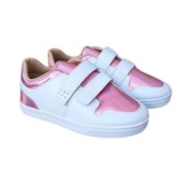 Tênis Feminino Infantil Casual Confortável Menina tiras autocolantes Onça Rosa Pink Preto Ou Branco