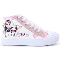 Tênis Feminino Infantil Casual Panda Botinha Menina Glitter 042