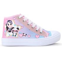 Tênis Feminino Infantil Casual Panda Botinha Menina Glitter 042 Tênis Feminino Infantil Casual Panda Botinha Menina Glitter 042