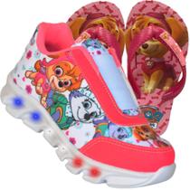 Tenis Feminino Infantil De Led Patrulha Canina Elastico Chinelo - Vick Kids