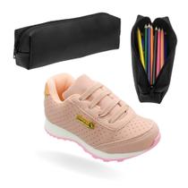 Tênis Feminino Infantil de Menina Escolar e Casual e Estojo Tênis Feminino Infantil de Menina Escolar e Casual e Estojo