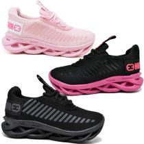 Tênis Feminino Infantil Esporte Sola Trançada Confortavel Kit 3 Peças Rosa Pink Tênis Feminino Infantil Esporte Sola Trançada Confortavel Kit 3 Peças Rosa Pink