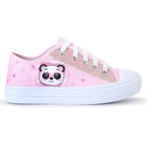 Tênis Feminino Infantil Glitter Panda Menina Cano Baixo 021