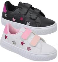 Tênis Feminino Infantil Kit Com 2 Pares Estrela Glitter Menina Escolar