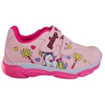 Tênis Feminino Infantil Led Sapato Menina Escolar Unicórnio Presente Aniversário Macio Antiderrapante Fecho de Contato Shoes Kids