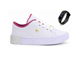 Tenis Feminino Infantil Para Criança Menina Casual mais Relogio Led