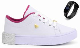 Tenis Feminino Infantil Para Criança Menina Casual mais Relogio Led