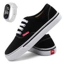 Tenis Feminino Kit Com Relogio Cano Baixo Skateboard Casual Confort