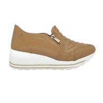 Tênis feminino Kolosh C1418a anabela fecho confortável bege