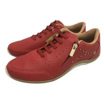 tenis feminino kolosh casual vermelho calçe facil com ziper