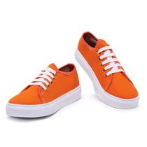 Tenis Feminino Laranja Casual Tradicional Classico Macio Em Oferta