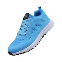 Tênis Feminino Leve E Respirável De Malha Casual Com Cadarço Cano Baixo Para Caminhada