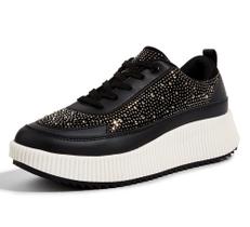 Tênis feminino LUCKY STEP com strass Chunky Platform preto Tênis feminino LUCKY STEP com strass Chunky Platform preto