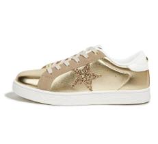 Tênis feminino LUCKY STEP Fashion Star Gold PU tamanho 36