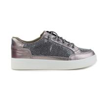 Tênis Feminino Marina Mello Casual Couro Cinza Onix - 37065