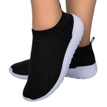 Tênis feminino meia calce fácil slip on leve flexível confortável para caminhada academia vl-07