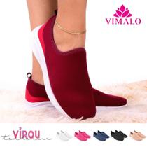 Tênis feminino meia calce fácil slip on leve flexível confortável para caminhada academia vl-07