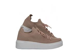 Tênis Feminino Meia Casual Nude Solado Branco