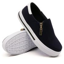 Tênis Feminino Moda Casual Zíper Calce Fácil Linha Confort Estilo Social Para Trabalho Lazer Tênis Feminino Moda Casual Zíper Calce Fácil Linha Confort Estilo Social Para Trabalho Lazer