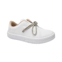Tênis Feminino Moleca Branco Casual Cristal Cadarço Brilhante