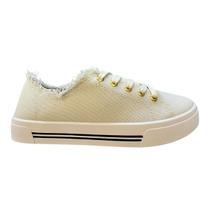 Tenis Feminino Moleca Conforto Casual Retrô Detalhe Desfiado Básico Antiderrapante 5667.722 Marfim