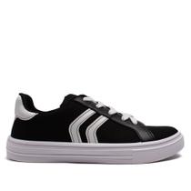 Tênis Feminino Moleca em Lona Preto/Branco