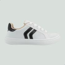 Tênis Feminino Moleca Lona Sider Napa Sardenha Neo Branco e Preto