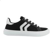 Tênis Feminino Moleca Lona Sider Napa Sardenha Neo Preto e Branco