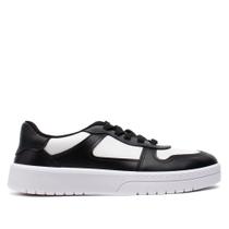 Tênis Feminino Moleca Napa com Recortes Preto/branco