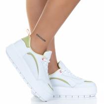 Tenis Feminino Mood Blogueira Salto Plataforma Mulher Verde