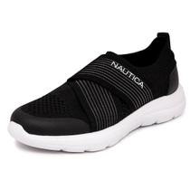 Tênis feminino Nautica Allyanna Slip-On Running, preto, tamanho 9,5