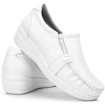 Tenis Feminino Ortopedico Sapato Conforto Mocassim Anti Stress Enfermagem Em Couro Legitimo