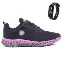 Tênis Feminino Para Academia Caminhada Sola Reta Com Relógio GT2