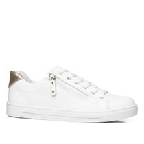 Tenis Feminino Pegada 211163-01 em Couro Branco e Dourado