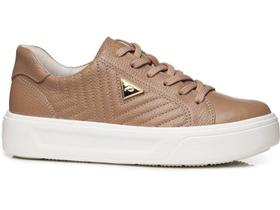 Tenis Feminino Pegada 211220-03 em Couro Caramelo