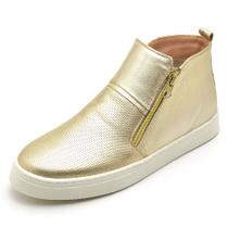Tênis feminino Pierrô slip on couro legítimo cano alto cor dourado Tênis feminino Pierrô slip on couro legítimo cano alto cor dourado