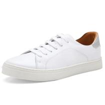 Tênis feminino Pierrô slip on couro legítimo cor branco com detalhe cor prata Tênis feminino Pierrô slip on couro legítimo cor branco com detalhe cor prata