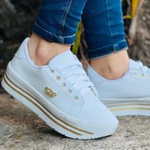 Tenis Feminino Plataforma Com Pingente de Coroa, Material em material sintético.