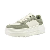 Tênis Feminino Plataforma De Couro Casual Conforto Antiderrapante Sapatos De Skate Baasploa