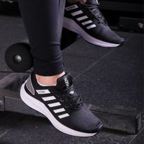 Tenis Feminino Preto Masculino Para Atividades Física Treino Academia Caminhada Dia a Dia