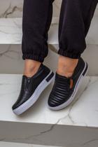 Tênis Feminino Preto Slip on com ziper Tênis Feminino Preto Slip on com ziper