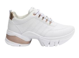 Tenis Feminino Ramarim Plataforma Branco Preto