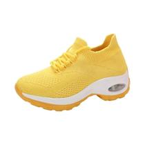 Tênis Feminino Respirável De Malha Com Plataforma Grossa E Aumento De Altura, Estilo Slip-on Para