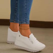 Tenis Feminino Salto Alto Anabela Kolosh Upper Slip On Ziper