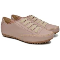 Tênis Feminino Sapatênis Couro Casual Mocassim