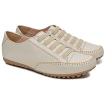 Tênis Feminino Sapatênis Couro Casual Mocassim